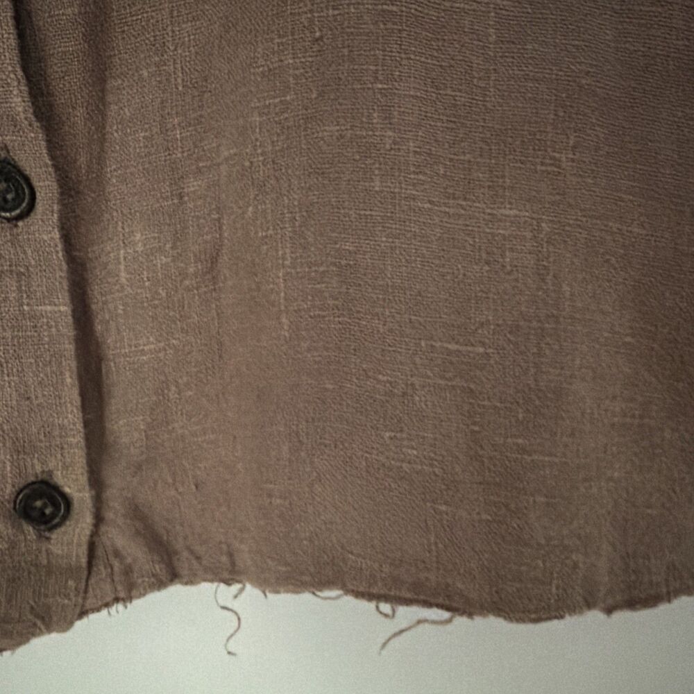 Vintage Flax By Jeanne Engelhart Cropped Raw Edge Best Button 100% Linen Size S - Picture 5 of 10
